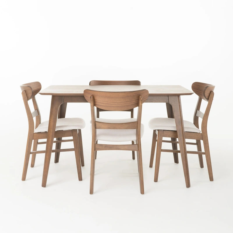 Idalia Fabric and Rubberwood 5-piece Wood Rectangular Dining Set by Christopher Knight Home