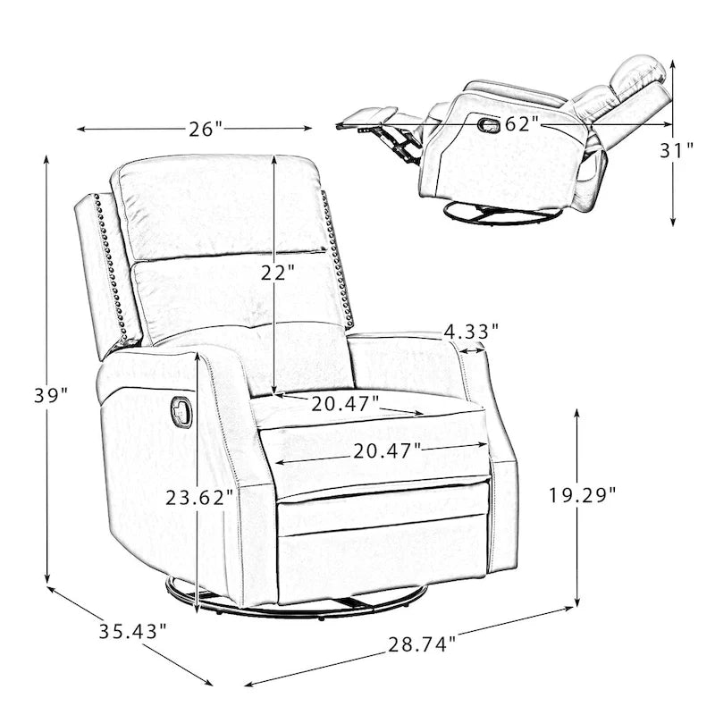 Beatriz Living Room Recliner with Metal Base