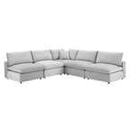 Commix Down Filled Overstuffed Velvet 5-Piece Sectional Sofa
