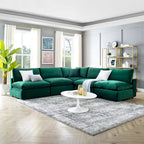 Commix Down Filled Overstuffed Velvet 5-Piece Sectional Sofa