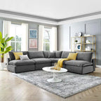 Commix Down Filled Overstuffed Velvet 5-Piece Sectional Sofa