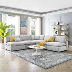 Commix Down Filled Overstuffed Velvet 5-Piece Sectional Sofa