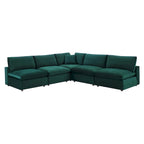 Commix Down Filled Overstuffed Velvet 5-Piece Sectional Sofa
