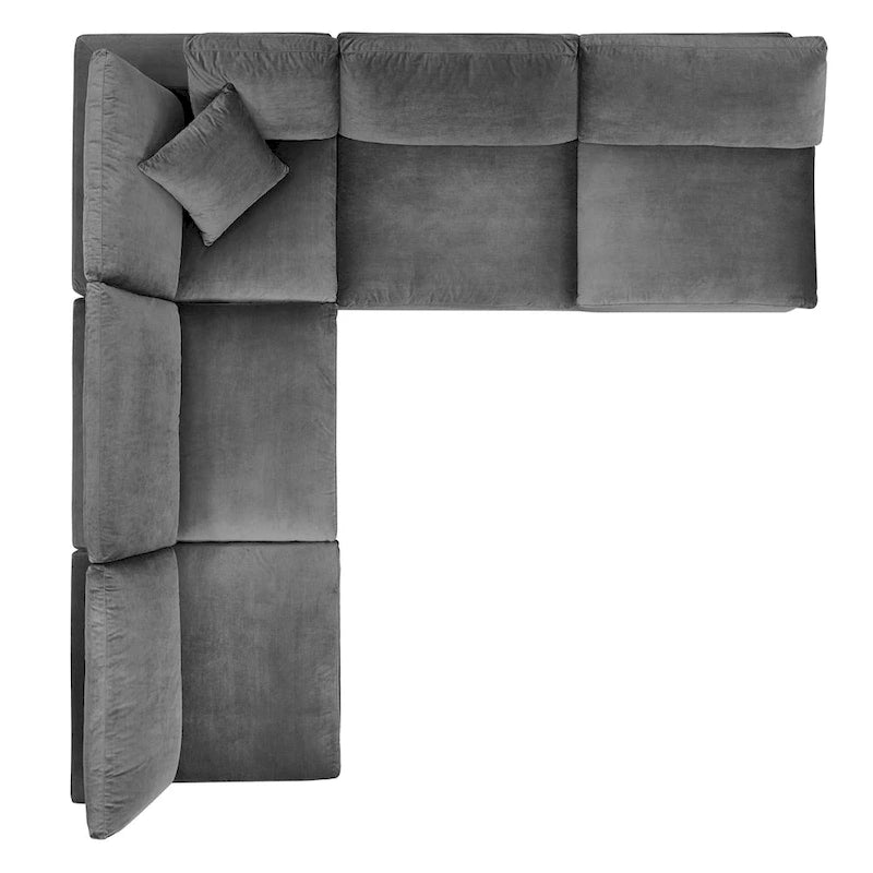 Commix Down Filled Overstuffed Velvet 5-Piece Sectional Sofa