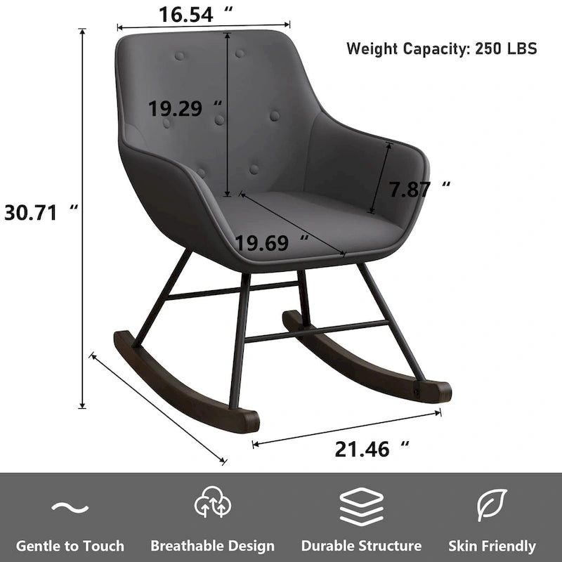Accent Chair, Upholstered Button Tufted Living Room Chairs with Wood Legs, Comfy Frosted Velvet Lounge Chair