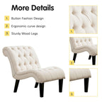 Accent Chair, Upholstered Button Tufted Living Room Chairs with Wood Legs, Comfy Frosted Velvet Lounge Chair