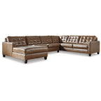 Signature Design by Ashley Baskove Brown 4-Piece Sectional with Chaise - 142W x 109D x 36H