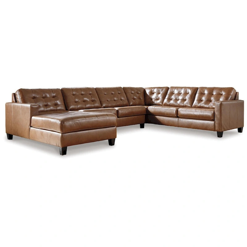 Signature Design by Ashley Baskove Brown 4-Piece Sectional with Chaise - 142W x 109D x 36H