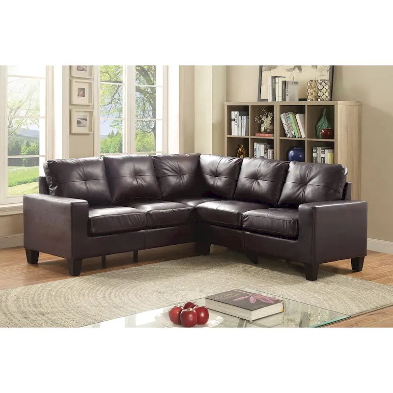 Newbury 82 in. W 2-piece Faux Leather L Shape Sectional Sofa - 32L x 82W x 35H