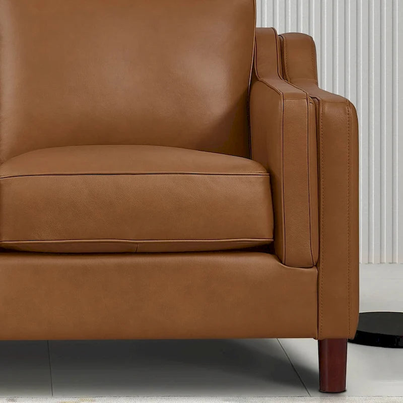 Hydeline Bella Feather/Memory Foam/Springs Top Grain Leather Sofa