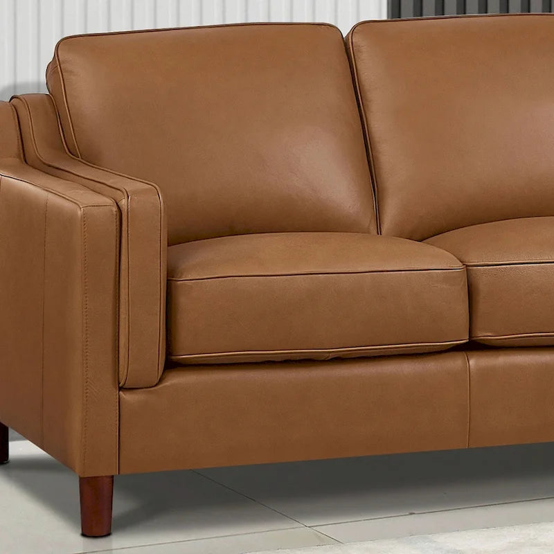 Hydeline Bella Feather/Memory Foam/Springs Top Grain Leather Sofa