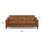 Hydeline Bella Feather/Memory Foam/Springs Top Grain Leather Sofa