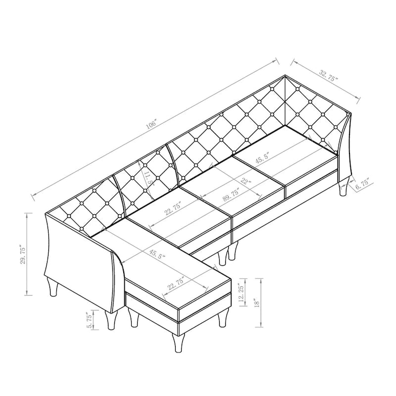 Kestrel Modern Faux Leather Modular Chesterfield Sectional by Furniture of America