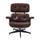 Mid-century Modern PU High-back Swivel Lounge Chair with Ottoman for Living Room and Bedroom