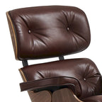 Mid-century Modern PU High-back Swivel Lounge Chair with Ottoman for Living Room and Bedroom