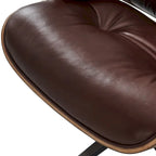 Mid-century Modern PU High-back Swivel Lounge Chair with Ottoman for Living Room and Bedroom