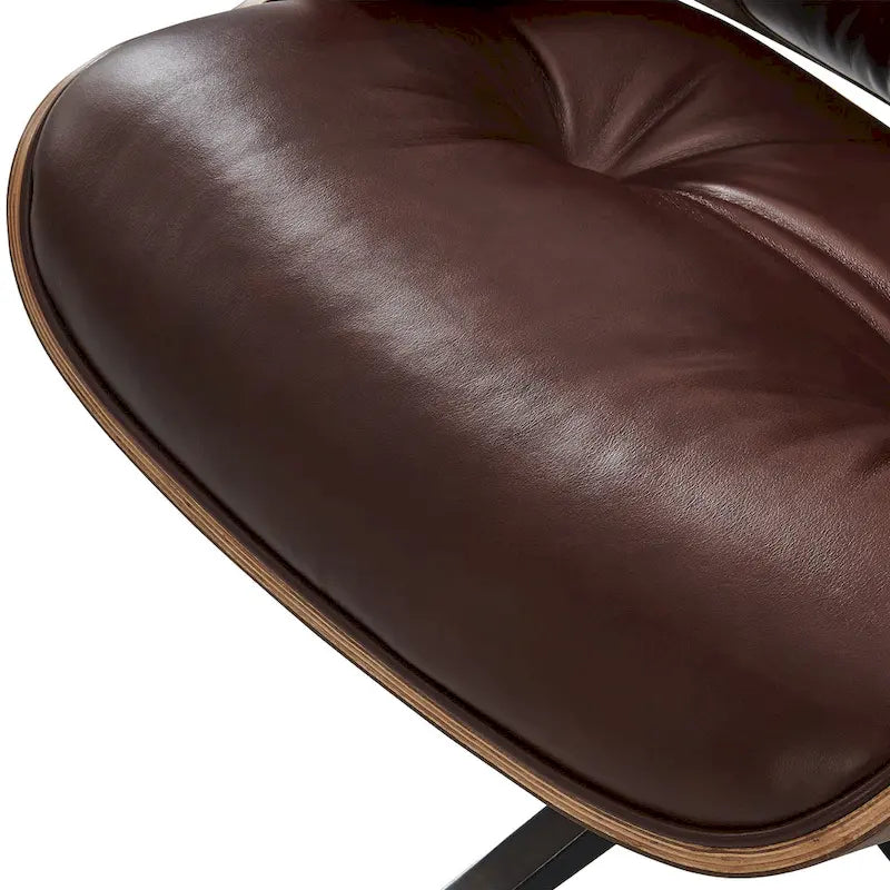 Mid-century Modern PU High-back Swivel Lounge Chair with Ottoman for Living Room and Bedroom