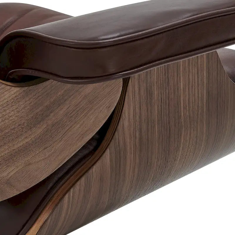 Mid-century Modern PU High-back Swivel Lounge Chair with Ottoman for Living Room and Bedroom