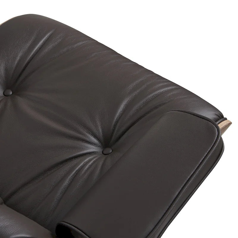 Mid-century Modern PU High-back Swivel Lounge Chair with Ottoman for Living Room and Bedroom