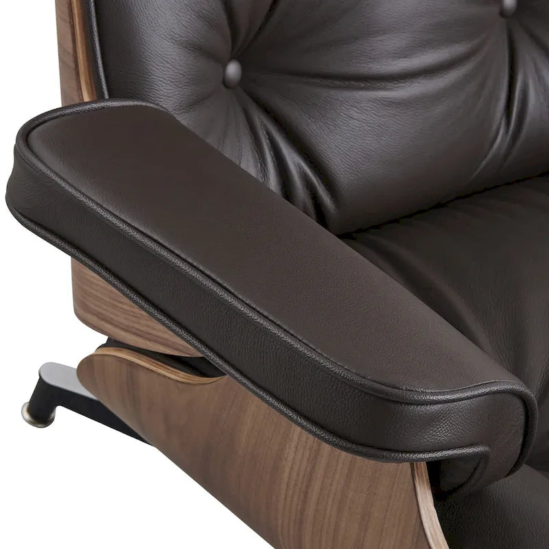 Mid-century Modern PU High-back Swivel Lounge Chair with Ottoman for Living Room and Bedroom