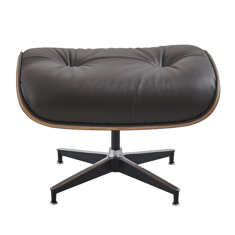 Mid-century Modern PU High-back Swivel Lounge Chair with Ottoman for Living Room and Bedroom