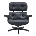 Mid-century Modern PU High-back Swivel Lounge Chair with Ottoman for Living Room and Bedroom