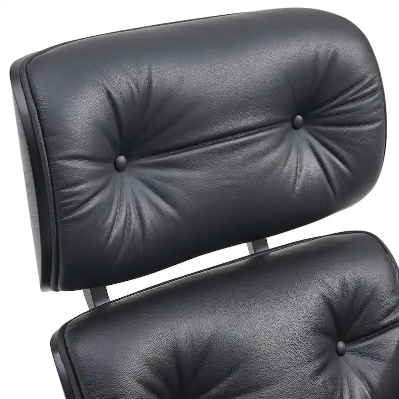 Mid-century Modern PU High-back Swivel Lounge Chair with Ottoman for Living Room and Bedroom