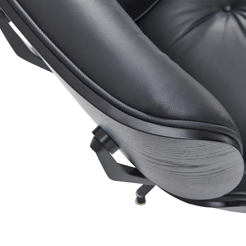 Mid-century Modern PU High-back Swivel Lounge Chair with Ottoman for Living Room and Bedroom