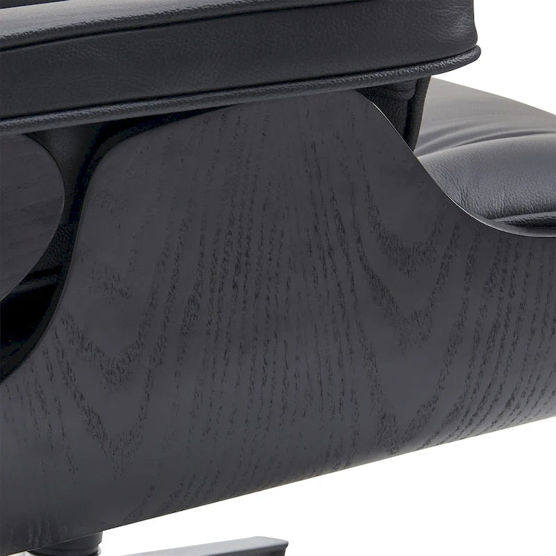 Mid-century Modern PU High-back Swivel Lounge Chair with Ottoman for Living Room and Bedroom