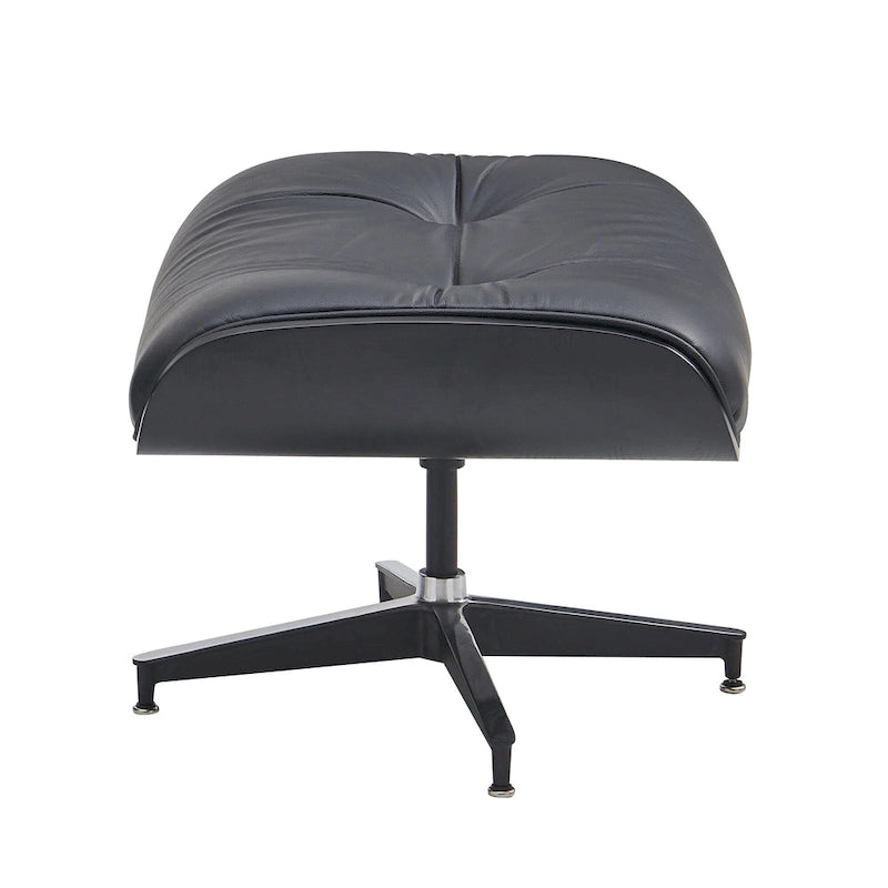 Mid-century Modern PU High-back Swivel Lounge Chair with Ottoman for Living Room and Bedroom