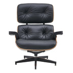 Mid-century Modern PU High-back Swivel Lounge Chair with Ottoman for Living Room and Bedroom