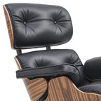 Mid-century Modern PU High-back Swivel Lounge Chair with Ottoman for Living Room and Bedroom