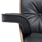 Mid-century Modern PU High-back Swivel Lounge Chair with Ottoman for Living Room and Bedroom