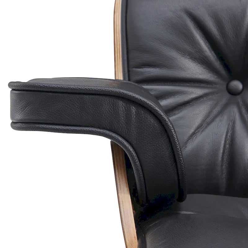 Mid-century Modern PU High-back Swivel Lounge Chair with Ottoman for Living Room and Bedroom