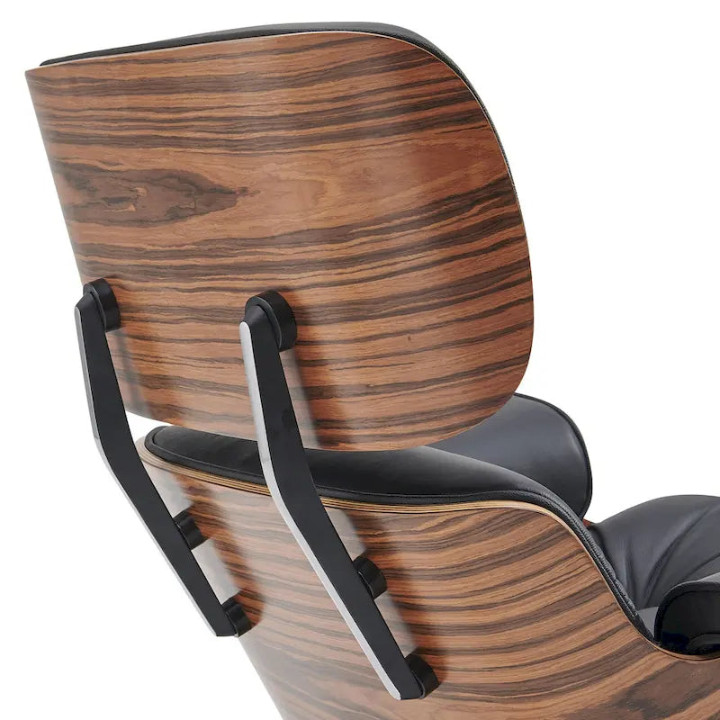 Mid-century Modern PU High-back Swivel Lounge Chair with Ottoman for Living Room and Bedroom