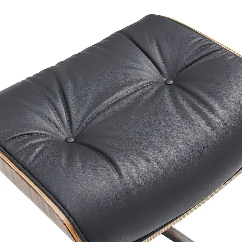 Mid-century Modern PU High-back Swivel Lounge Chair with Ottoman for Living Room and Bedroom