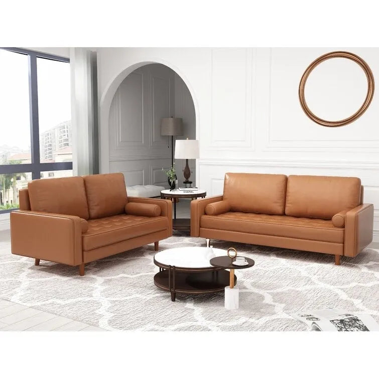 70 Upholstery Leather Square Arm Sofa