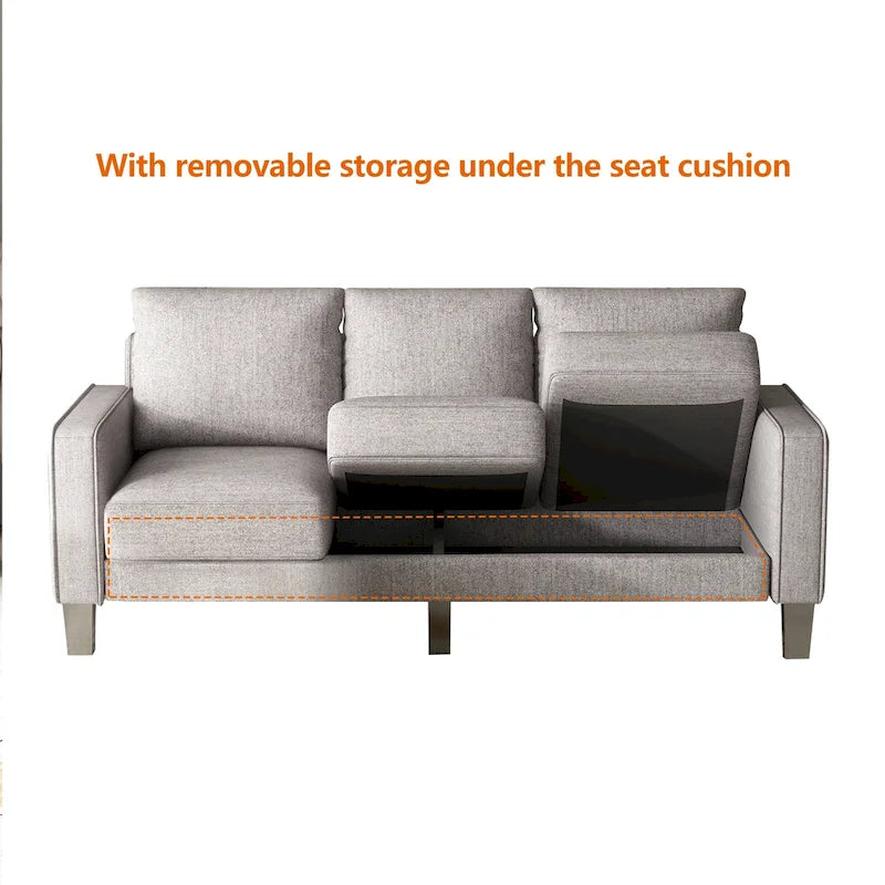 Fabric 3 Seater Sofa with Storage under the Cushion