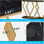 Modern Console Table, 70.9 Inch Extra Long Sofa Table with Faux Marble Tabletop Base Gold Frame for Living Room, White Gold