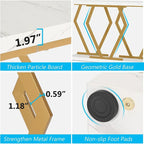 Modern Console Table, 70.9 Inch Extra Long Sofa Table with Faux Marble Tabletop Base Gold Frame for Living Room, White Gold