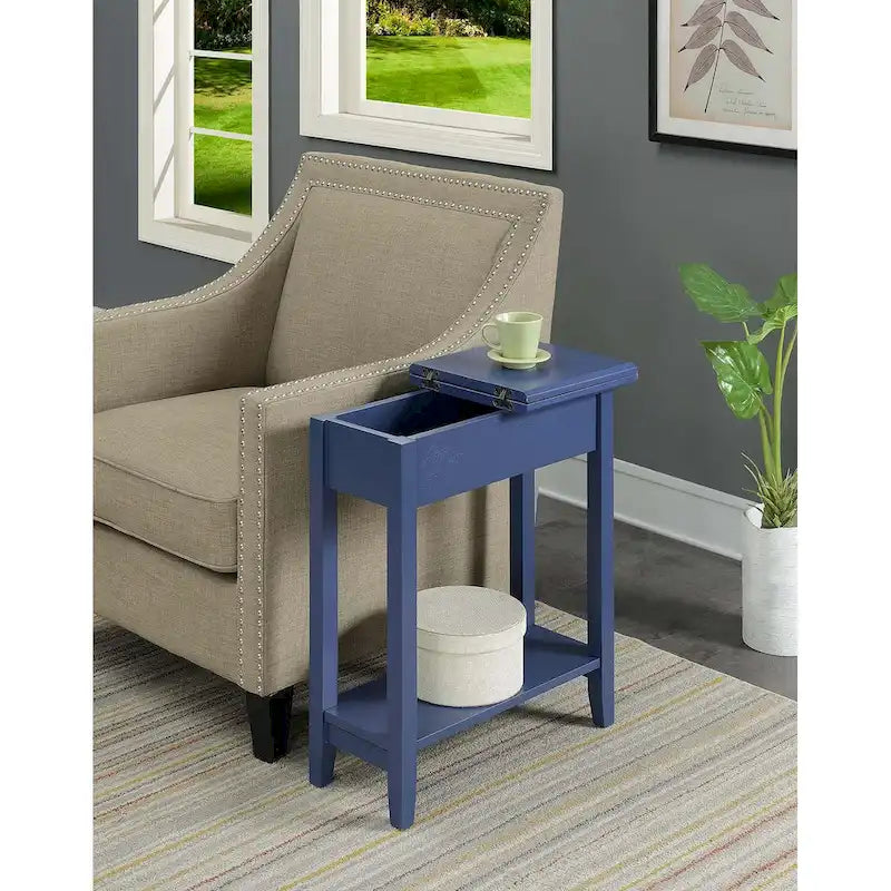 Convenience Concepts American Heritage Flip Top End Table with Shelf