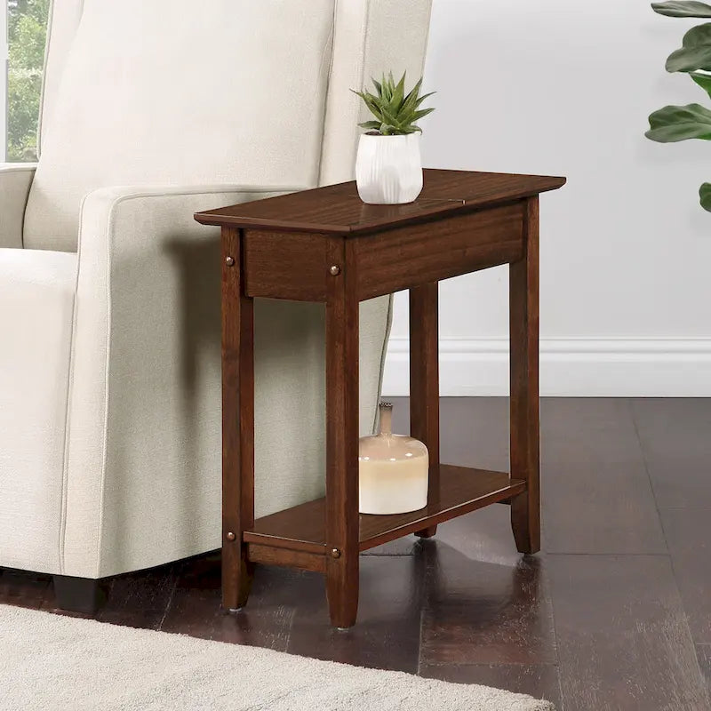 Convenience Concepts American Heritage Flip Top End Table with Shelf
