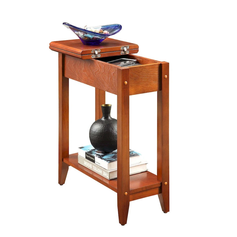Convenience Concepts American Heritage Flip Top End Table with Shelf