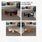 36 Triangular Mid Century Modern Accent Center Coffee Table with Glass Top and Wood Base for Living Room