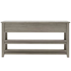 Retro Console Table Sofa Table with 2 Open Shelves and 3 Drawers, Pine Solid Wood Frame and Legs for Living Room, Entryway