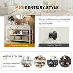 Retro Console Table Sofa Table with 2 Open Shelves and 3 Drawers, Pine Solid Wood Frame and Legs for Living Room, Entryway