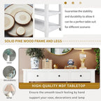 Retro Console Table Sofa Table with 2 Open Shelves and 3 Drawers, Pine Solid Wood Frame and Legs for Living Room, Entryway