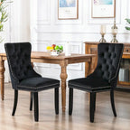 Modern Velvet Upholstered Dining Chair with Wood Legs,Set of 2