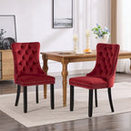 Modern Velvet Upholstered Dining Chair with Wood Legs,Set of 2