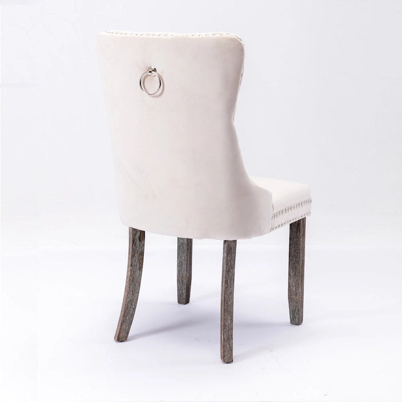 Modern Velvet Upholstered Dining Chair with Wood Legs,Set of 2